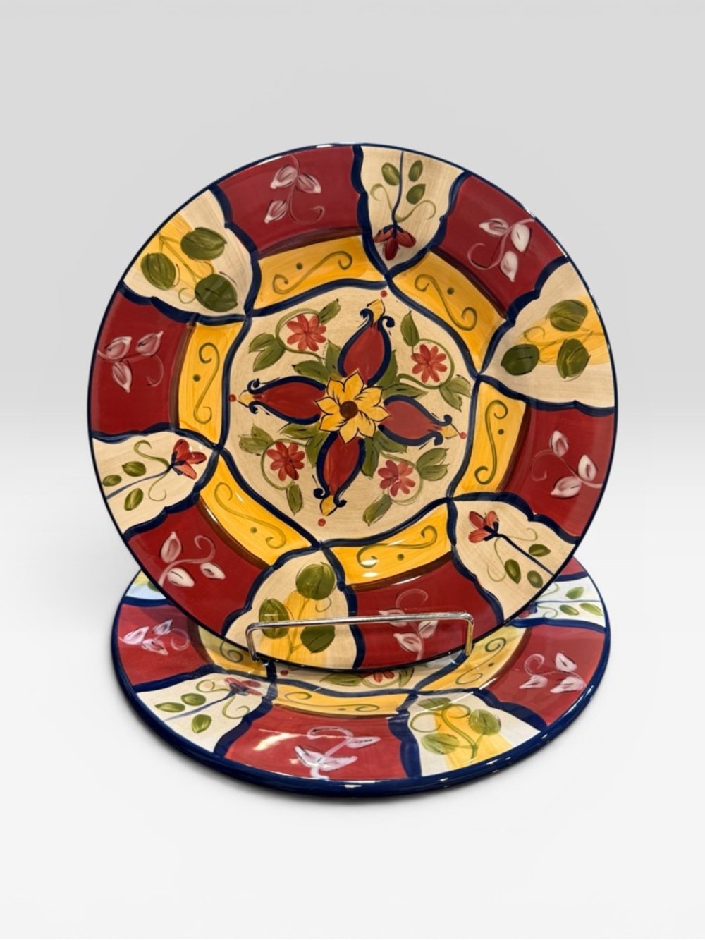 Pier 1 Vallarta 9" Salad Plates Hand Painted Earthenware Set Of 2